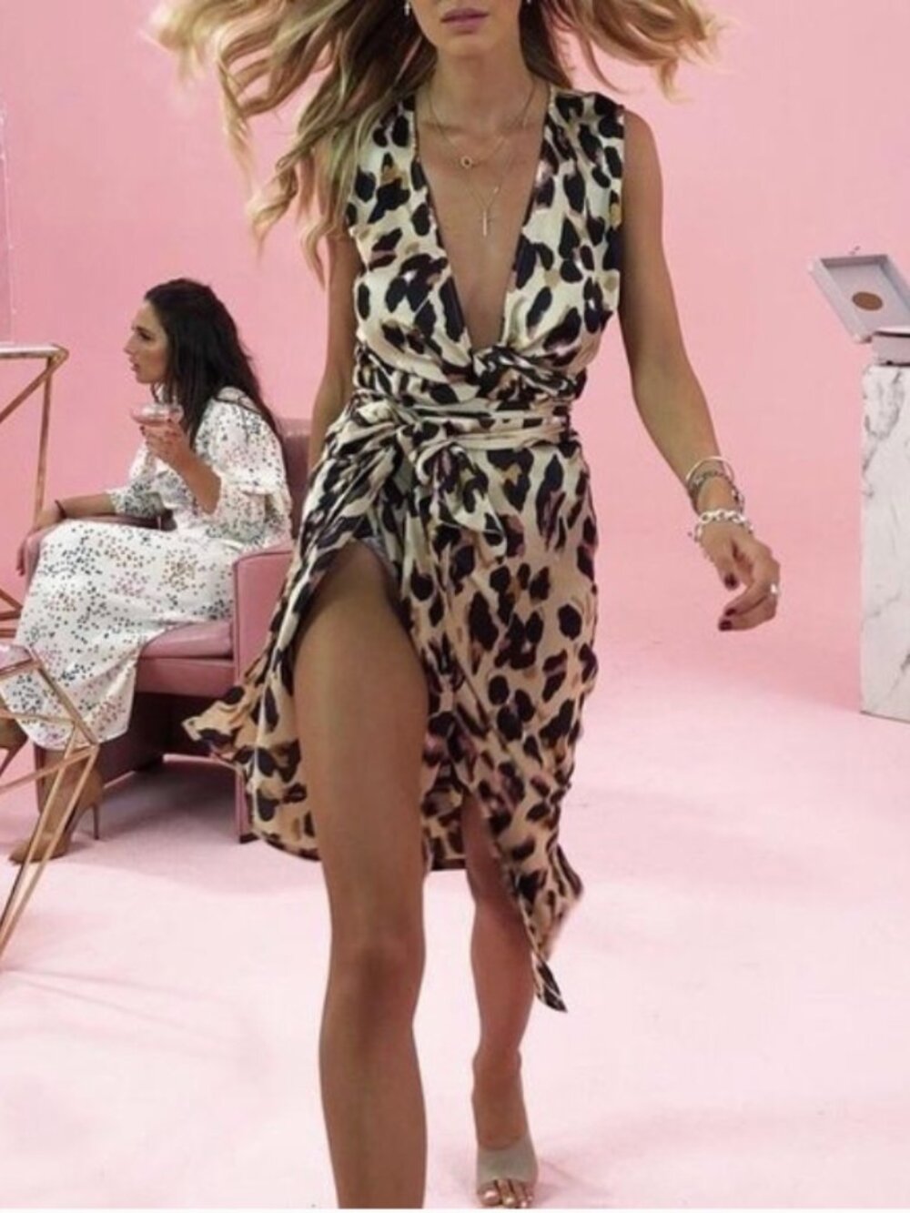 NEVER FULL DRESSED Wrap Top in Leopard Sz US 6/UK 10 - NWT!!